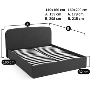 Двуспальная кровать с подъемным механизмом Mathise Bed Deep Blue в Екатеринбурге