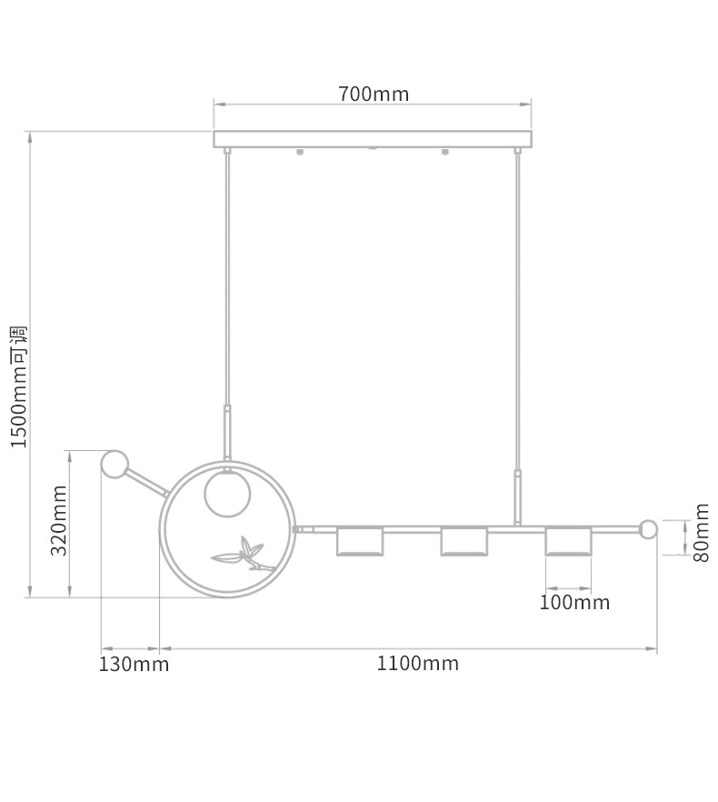 Линейный светильник Metal Wood Ring Leaf Linear Light в Екатеринбурге