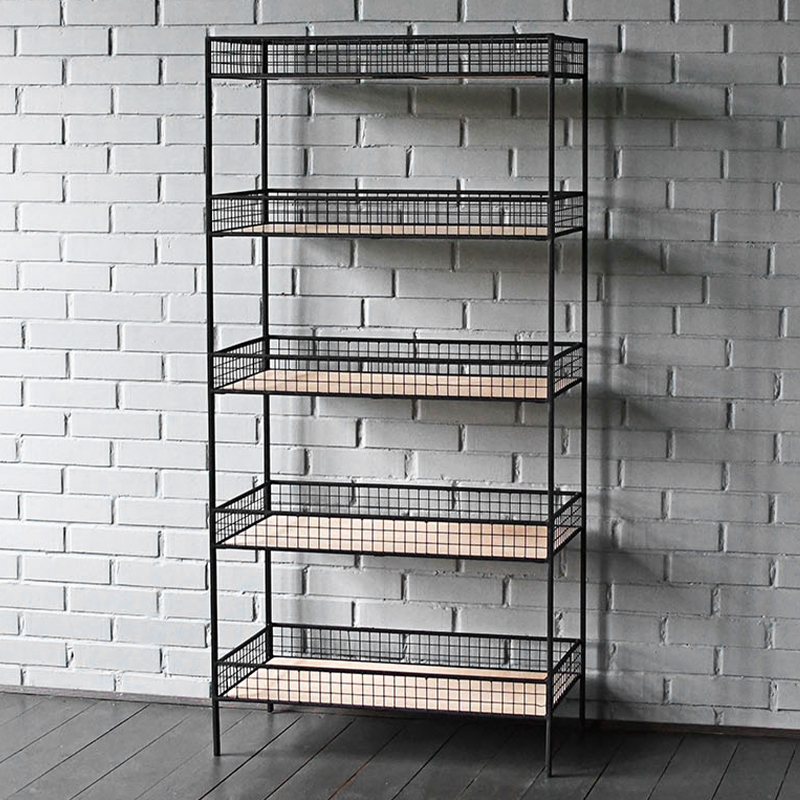 Стеллаж Keith Industrial Metal Rust Rack Черный Древесина в Екатеринбурге | Loft Concept 