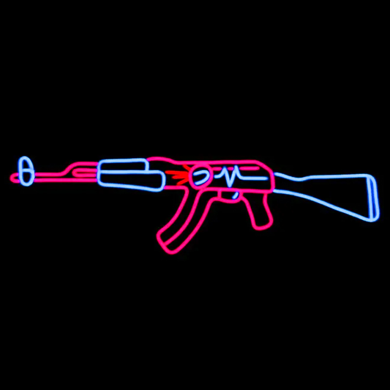 Неоновая настенная лампа Machine Gun Neon Wall Lamp Прозрачный Розовый Голубой в Екатеринбурге | Loft Concept 