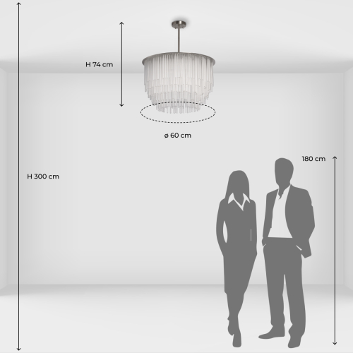 Люстра круглая с прозрачными стеклянными трубками Nembus в Екатеринбурге