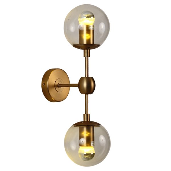 Бра Modo Sconce 2 Globes Gold Золотой Янтарь (Amber) Прозрачное Стекло в Екатеринбурге | Loft Concept 