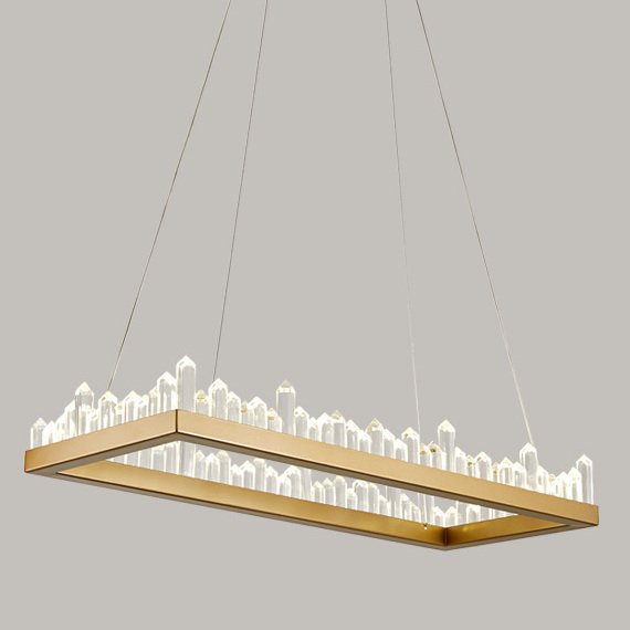 Люстра Crystal Rock Rectangle Chandelier Латунь Прозрачное Стекло в Екатеринбурге | Loft Concept 