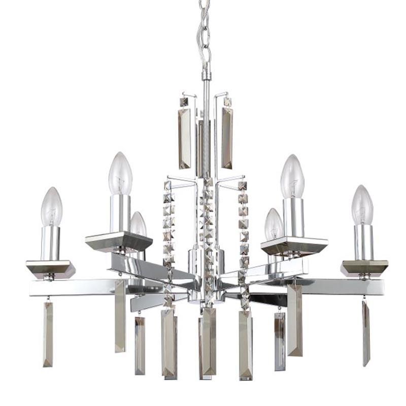 Люстра Vivien Crystal Chrome Chandelier 6 Хром Серый в Екатеринбурге | Loft Concept 