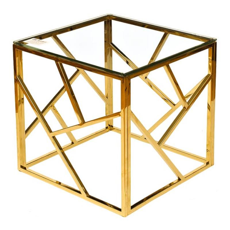 Приставной стол Serene Furnishing Gold Clear Glass Top Side Table Золотой Прозрачное Стекло в Екатеринбурге | Loft Concept 