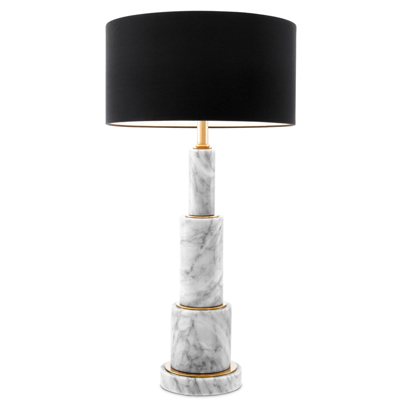 Настольная лампа Eichholtz Table Lamp Dax Белый Мрамор Bianco Черный Глянцевое золото в Екатеринбурге | Loft Concept 