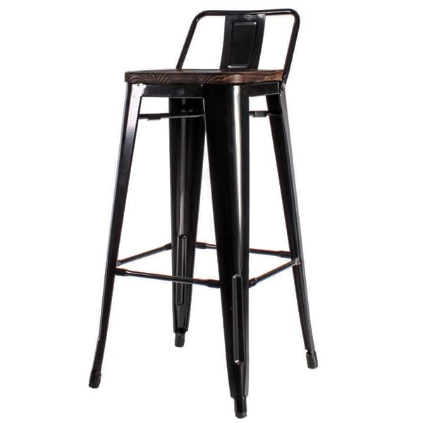 Барный стул Tolix Bar Stool 75 Backed Wood Black Черный Коричневый Барный стул Tolix Bar Stool 75 Backed Wood Black Черный Коричневый в Екатеринбурге | Loft Concept