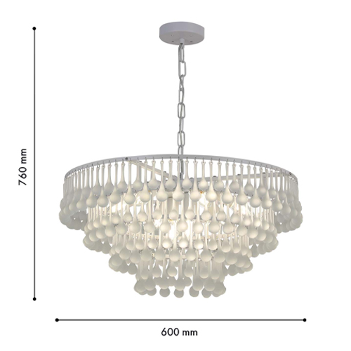 Люстра подвесная круглая с молочными стеклянными подвесками в форме капель Droplet Chandelier в Екатеринбурге