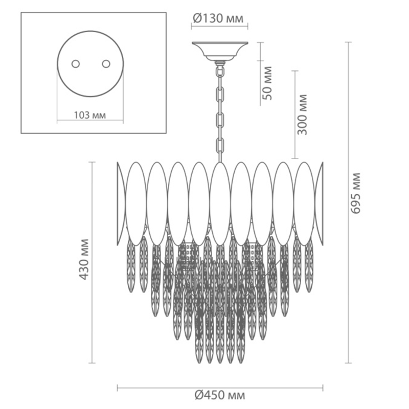 Люстра KEBO KING CHANDELIER four cascades D 45 в Екатеринбурге