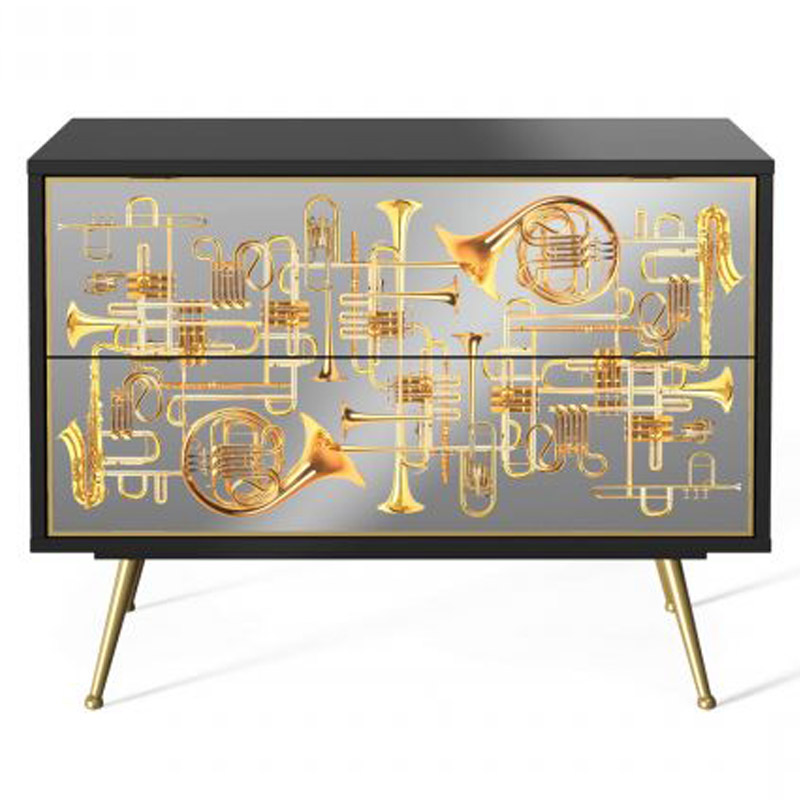 Комод Seletti Chest of Two Drawers Trumpets Золотой Черный Золотой Шампань в Екатеринбурге | Loft Concept 