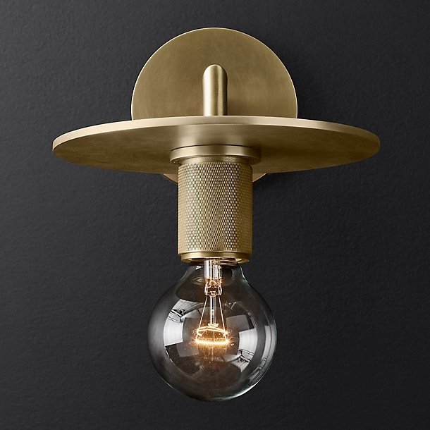 Бра RH Utilitaire Knurled Disk Shade Sconce Brass Латунь в Екатеринбурге | Loft Concept 