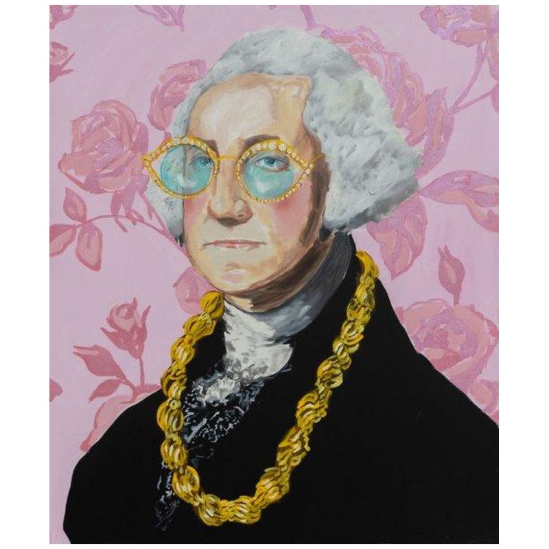 Картина George Washington with Donkey Rope and Pink Floral Background Мульти Картина George Washington with Donkey Rope and Pink Floral Background Мульти в Екатеринбурге | Loft Concept