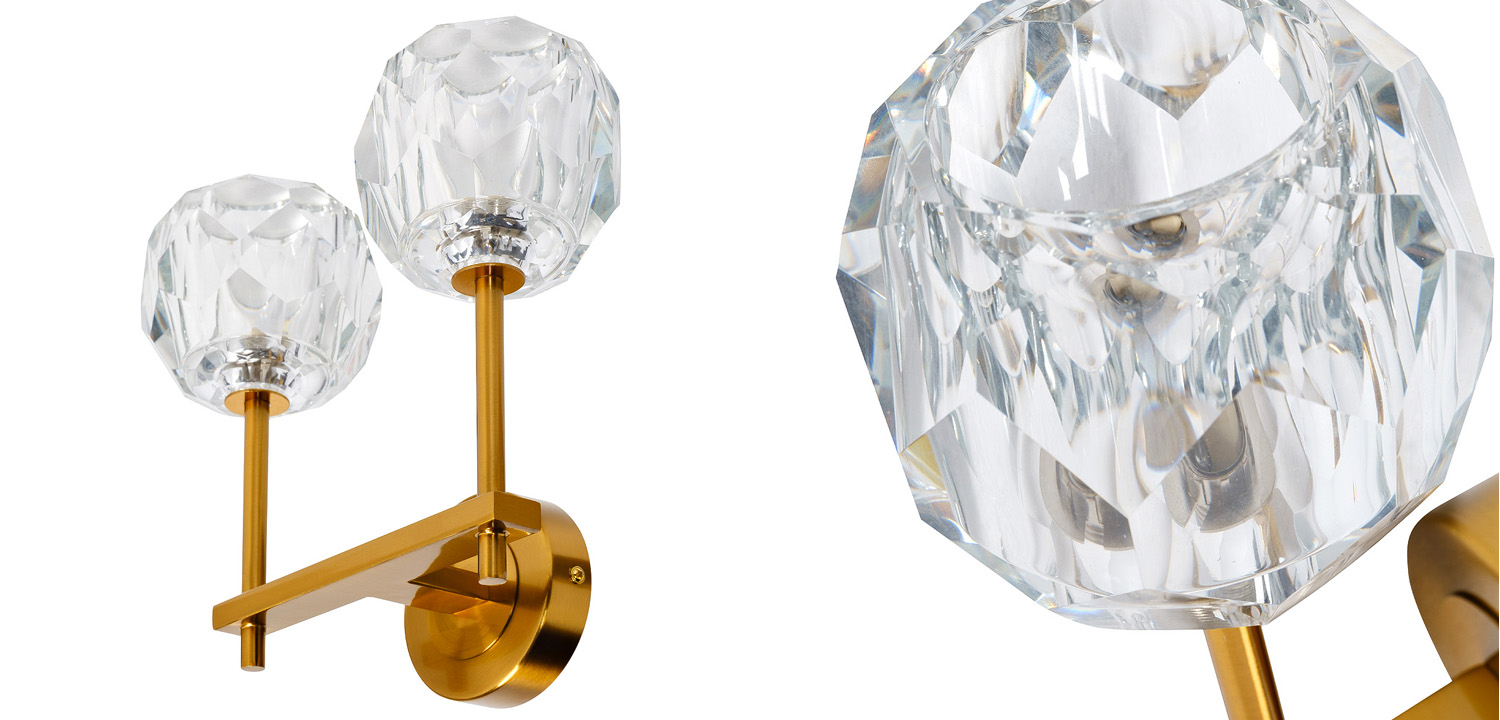 Бра RH Boule de Cristal Double Wall Lamp Gold - фото