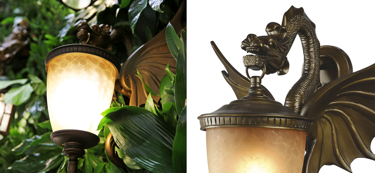 Золотисто-коричневый уличный светильник с фигурой дракона ANIMAL LANTERN - фото