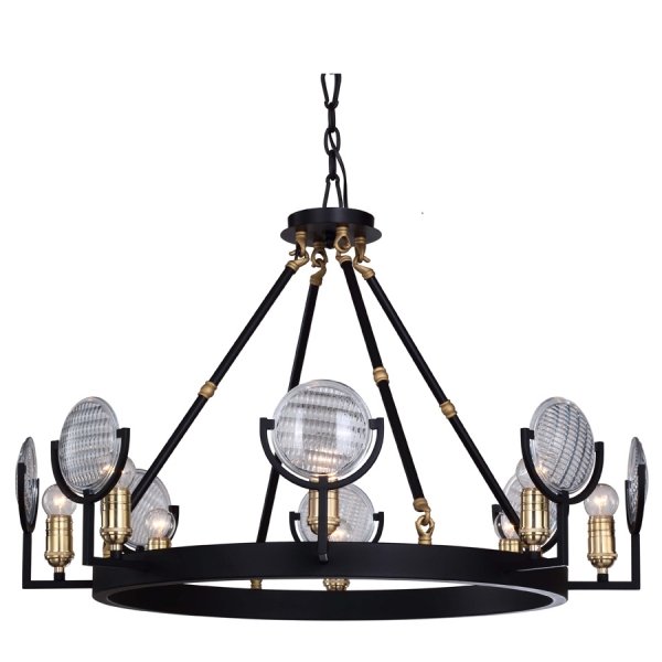 Люстра RH Gaslight Lens Chandelier 8 Черный в Екатеринбурге | Loft Concept 