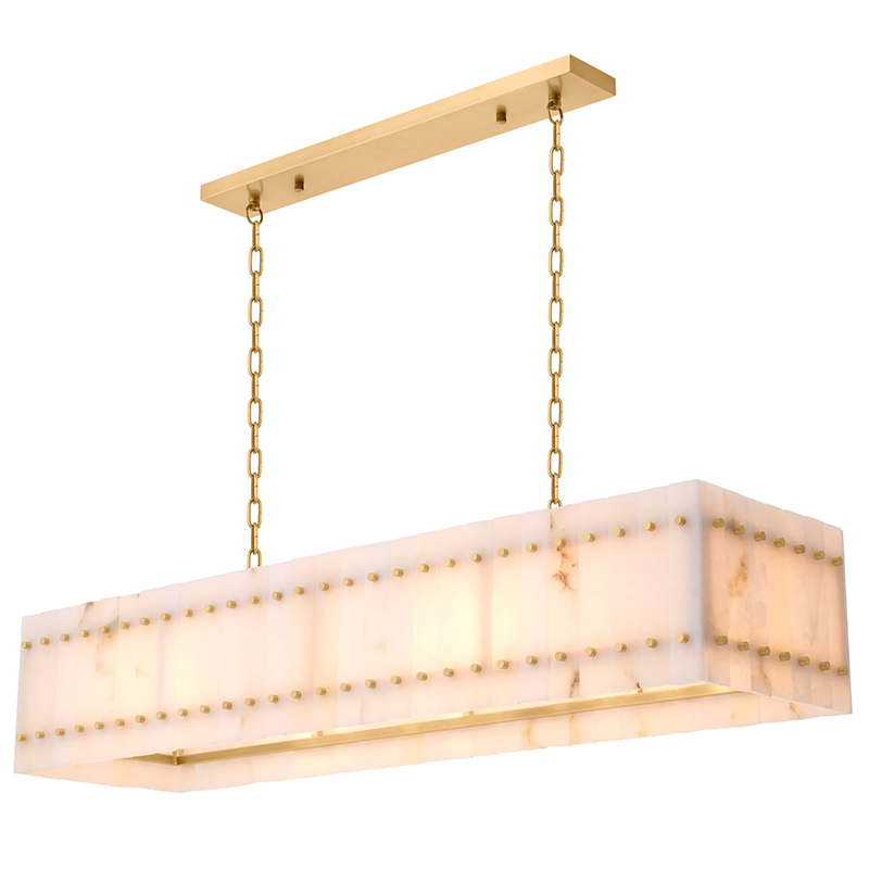 Люстра Eichholtz Chandelier Ruby Rectangular Alabaster Латунь Бежевый Белый Мрамор Bianco в Екатеринбурге | Loft Concept 