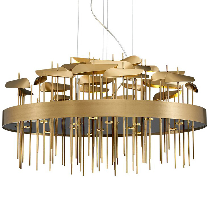 Светодиодная дизайнерская инсталляция ANODINE Perlina Disk Chandelier Золотой в Екатеринбурге | Loft Concept 