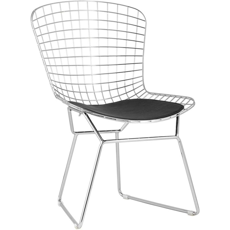 Стул Bertoia Chair Хромированный с Черной подушкой Хром Черный в Екатеринбурге | Loft Concept 