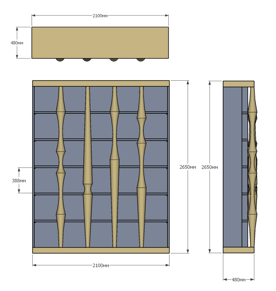 Стеллаж Oak Columns & Blue в Екатеринбурге