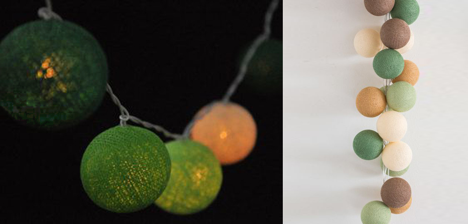 Гирлянда хлопковые фонарики Сotton Ball Forest Green - Loft-Concept в Екатеринбурге