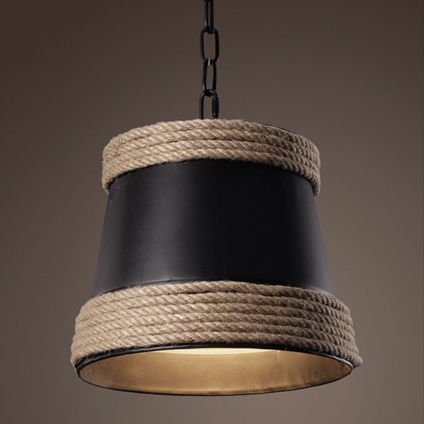 Подвесной светильник Black & Hemp Pendant Lamp Черный в Екатеринбурге | Loft Concept 