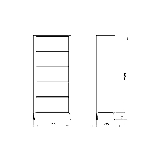 Стеллаж прямой молочного цвета с открытыми полками Type  в Екатеринбурге