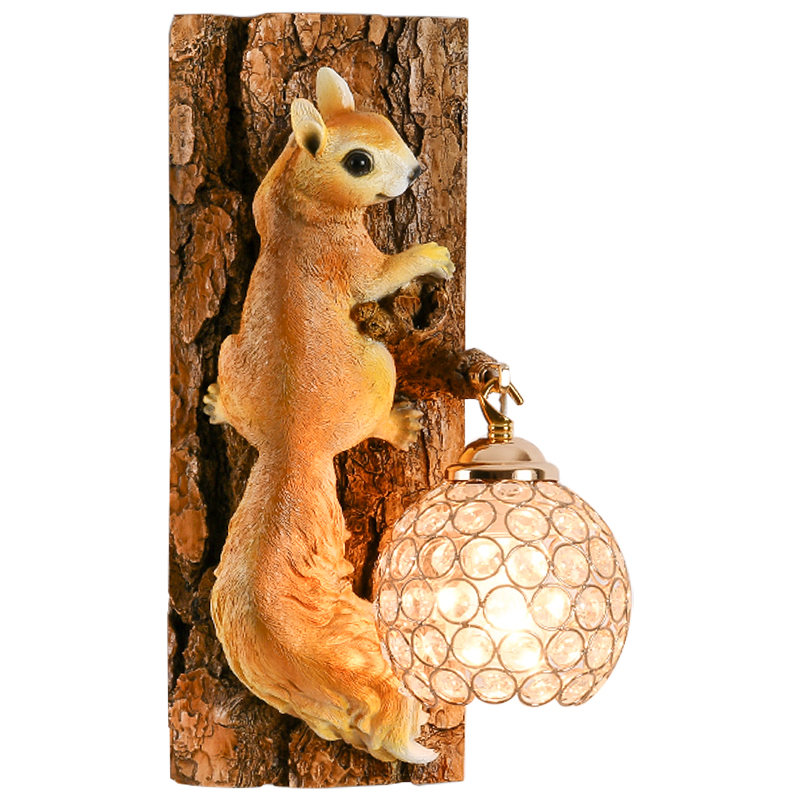 Бра для детской Белка на дереве Squirrel Wall Lamp Коричневый Оранжевый Латунь в Екатеринбурге | Loft Concept 