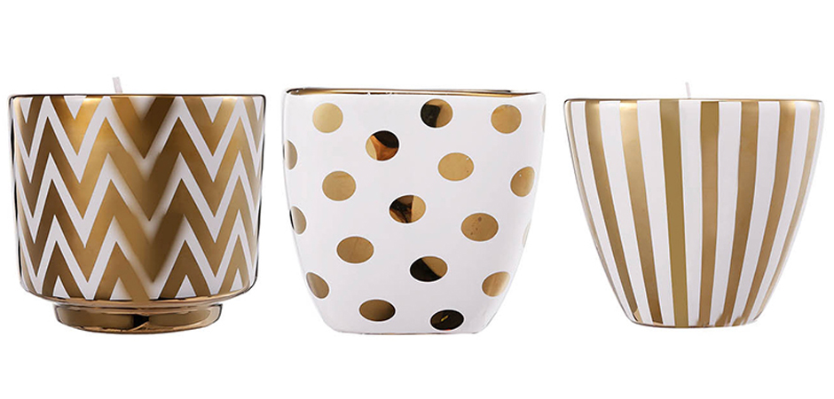 Набор из 3-х подсвечников Gold & White Ornament Набор из 3-х подсвечников Gold & White Ornament - Loft-Concept в Екатеринбурге