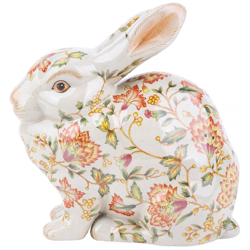 Декоративная статуэтка Porcelain Hare Statuette Белый Мульти Оранжевый Зеленый в Екатеринбурге | Loft Concept 