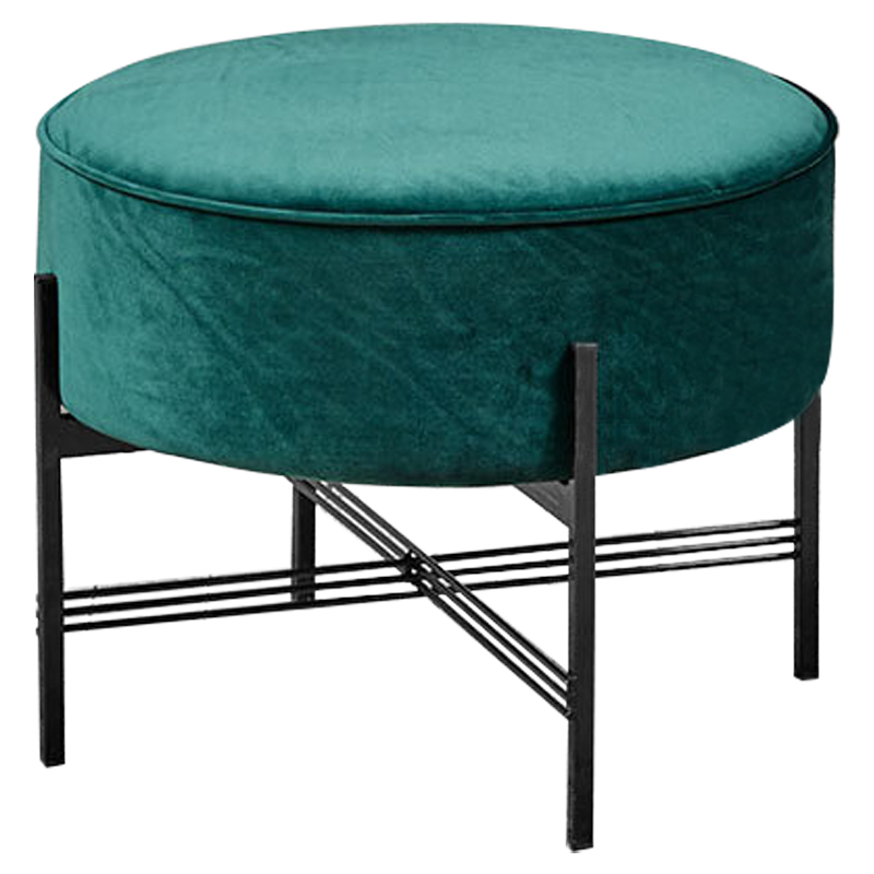 Пуф изумрудного цвета велюровый Sanjay Velour Pouf Emerald Изумрудный Черный в Екатеринбурге | Loft Concept 