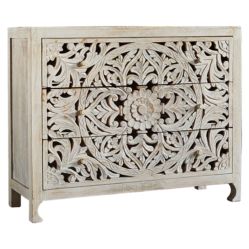 Комод Indian Antique White Furniture Chest of Drawers Kailash белый Белый в Екатеринбурге | Loft Concept 