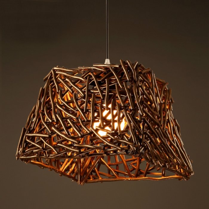 Подвесной светильник Old Wicker Pendant Cub Коричневый в Екатеринбурге | Loft Concept 