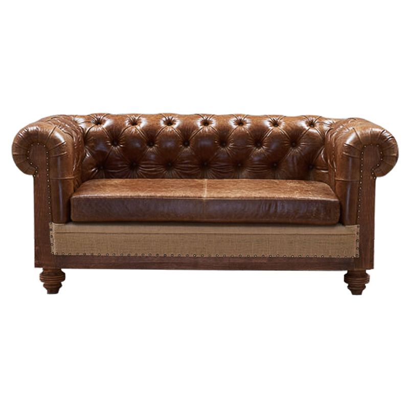 Диван Deconstructed Chesterfield Sofa double Brown leather Коричневый ivory ( слоновая кость ) в Екатеринбурге | Loft Concept 