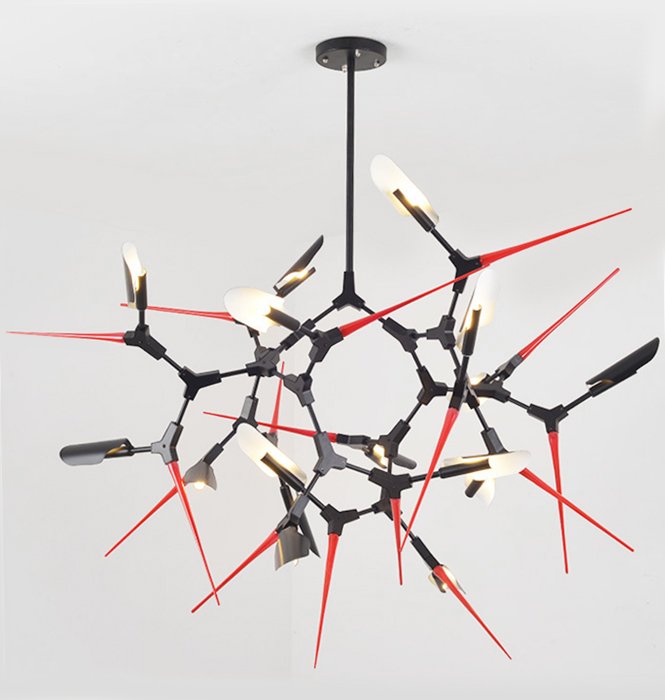 Люстра Red Spikes Chandelier 16 Черный Красный в Екатеринбурге | Loft Concept 