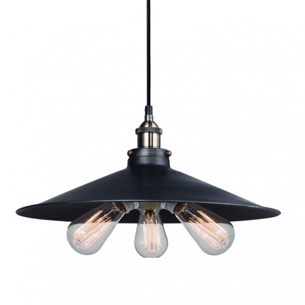 Подвесной светильник 20th C. Factory Filament Metal Triple Pendant Black Черный в Екатеринбурге | Loft Concept 