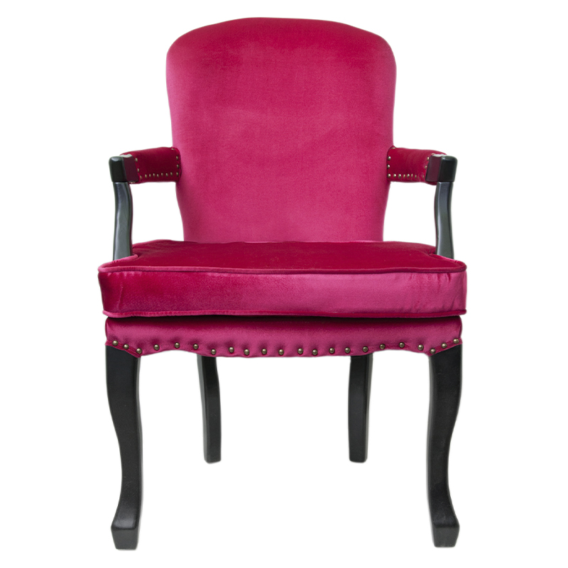 Кресло Aubrey Classical Armchair rose velour Малиновый (Crimson) Черный в Екатеринбурге | Loft Concept 