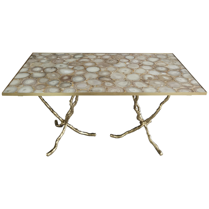 Обеденный стол Agate Design Beige Gold Dining Table Золотой Бежевый Бежево-серый в Екатеринбурге | Loft Concept 