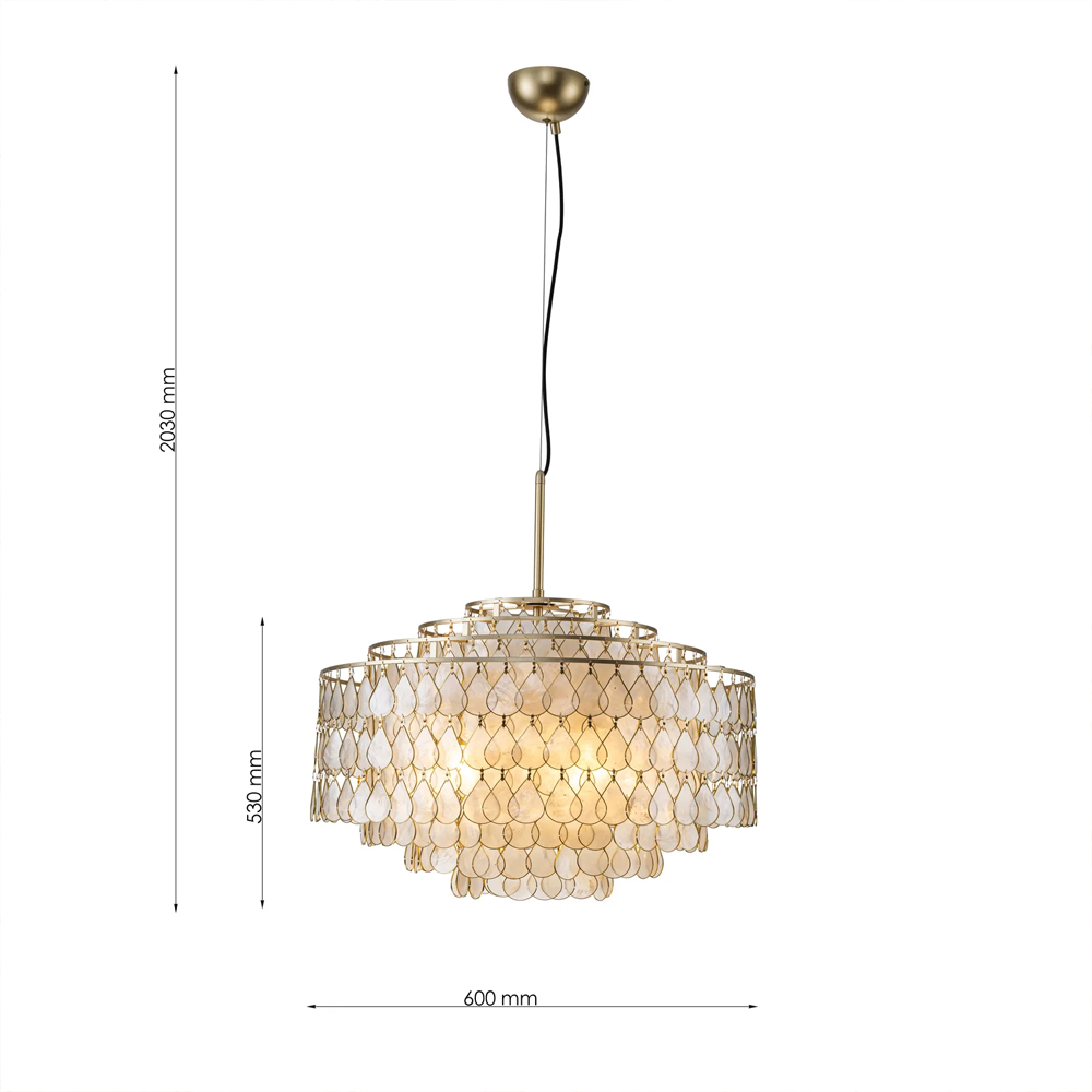 Люстра многоярусная с декором из натуральной морской ракушки Iridescent Light в Екатеринбурге