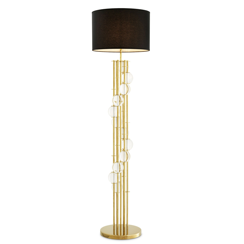 Торшер Eichholtz Floor Lamp Lorenzo Gold & black Глянцевое золото Черный Прозрачный в Екатеринбурге | Loft Concept 