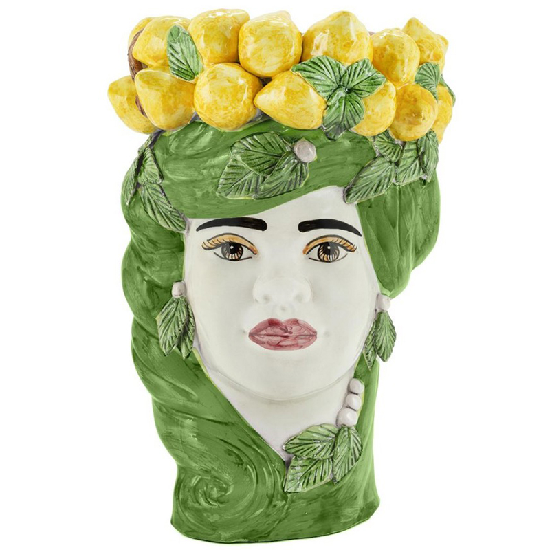 Ваза Vase Lemon Head Lady Green Зеленый Желтый Белый в Екатеринбурге | Loft Concept 