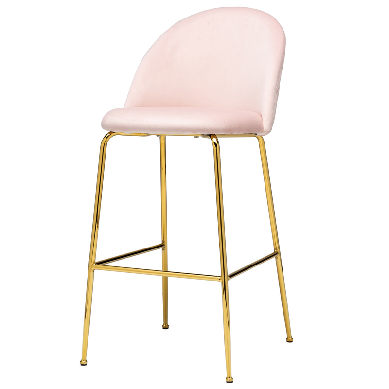 Барный стул Vendramin Bar Stool pink Розовый пастельный Глянцевое золото в Екатеринбурге | Loft Concept 