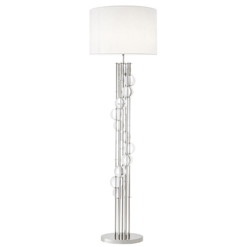 Торшер Eichholtz Floor Lamp Lorenzo Nickel & white Никель Белый Прозрачный в Екатеринбурге | Loft Concept 