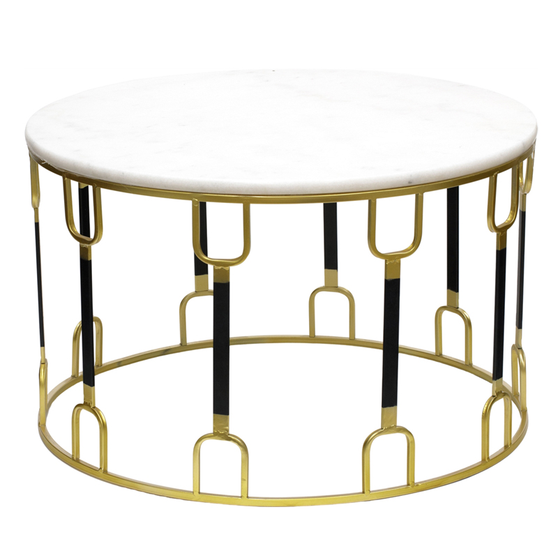 Приставной стол Dorius Side Table white marble Латунь Черный Белый Мрамор Bianco в Екатеринбурге | Loft Concept 