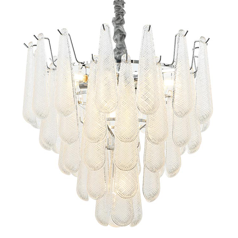 Люстра Textured Glass Drops Chandelier 13 Хром Белый в Екатеринбурге | Loft Concept 