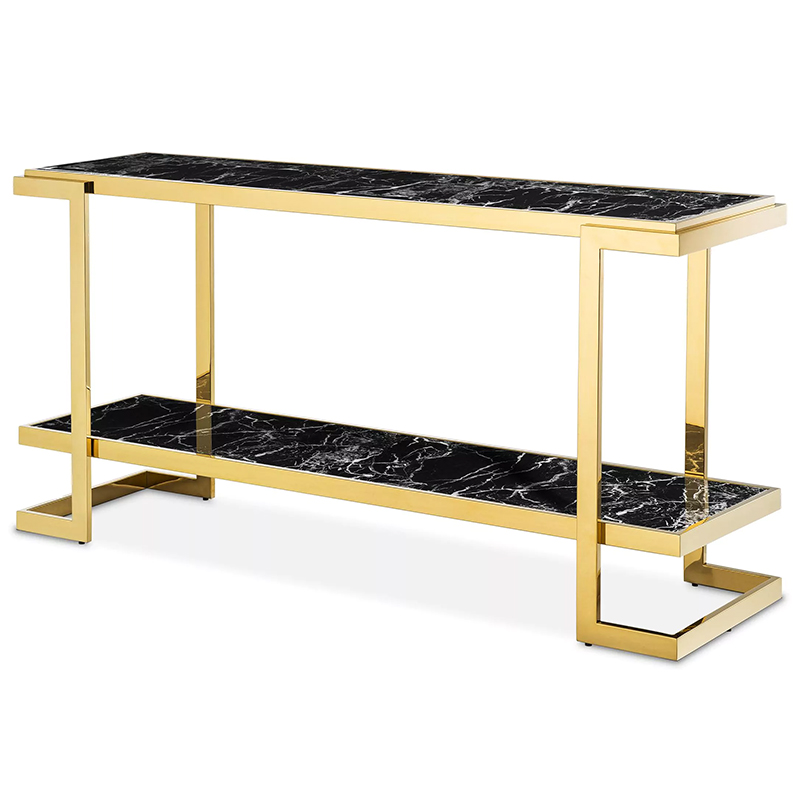 Консоль Eichholtz Console Table Senato Черный Мрамор Nero Глянцевое золото в Екатеринбурге | Loft Concept 