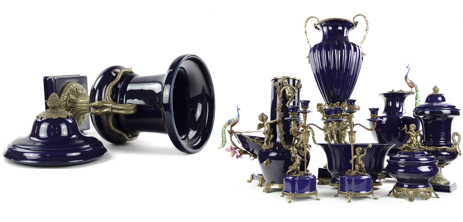 Ваза Selenia Blue Vase Bronze Serpents - фото