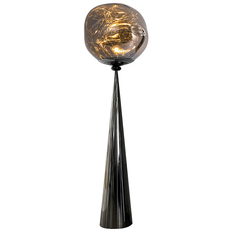 Торшер Kaine Glass Metal Floor Lamp Прозрачное Стекло Черный Серебряный Стекло Смок в Екатеринбурге | Loft Concept 