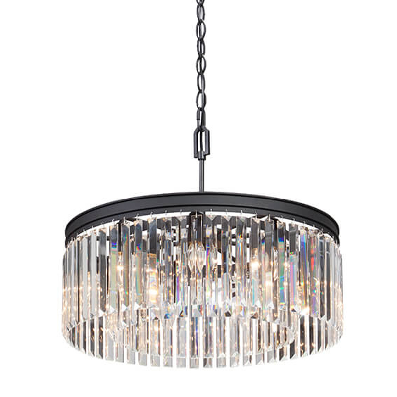 Люстра RH Rhys Clear Glass Prism Round Chandelier 60 Черный матовый Прозрачное Стекло в Екатеринбурге | Loft Concept 