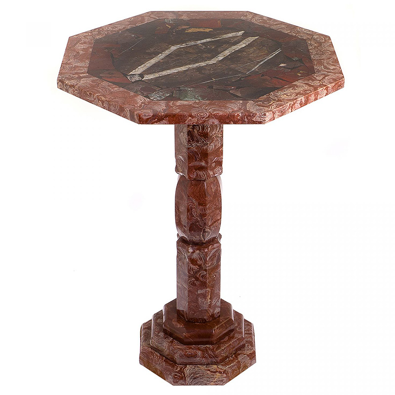 Кофейный стол из натуральных камней Лемезит и Яшма Natural Stone Tables  Терракотовый Коричневый Красный Белый в Екатеринбурге | Loft Concept 