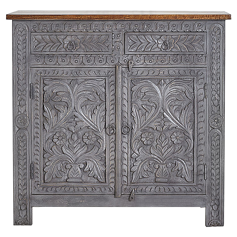 Комод Indian Antique White Furniture Chest of Drawers Ganika серый Серый Коричневый в Екатеринбурге | Loft Concept 